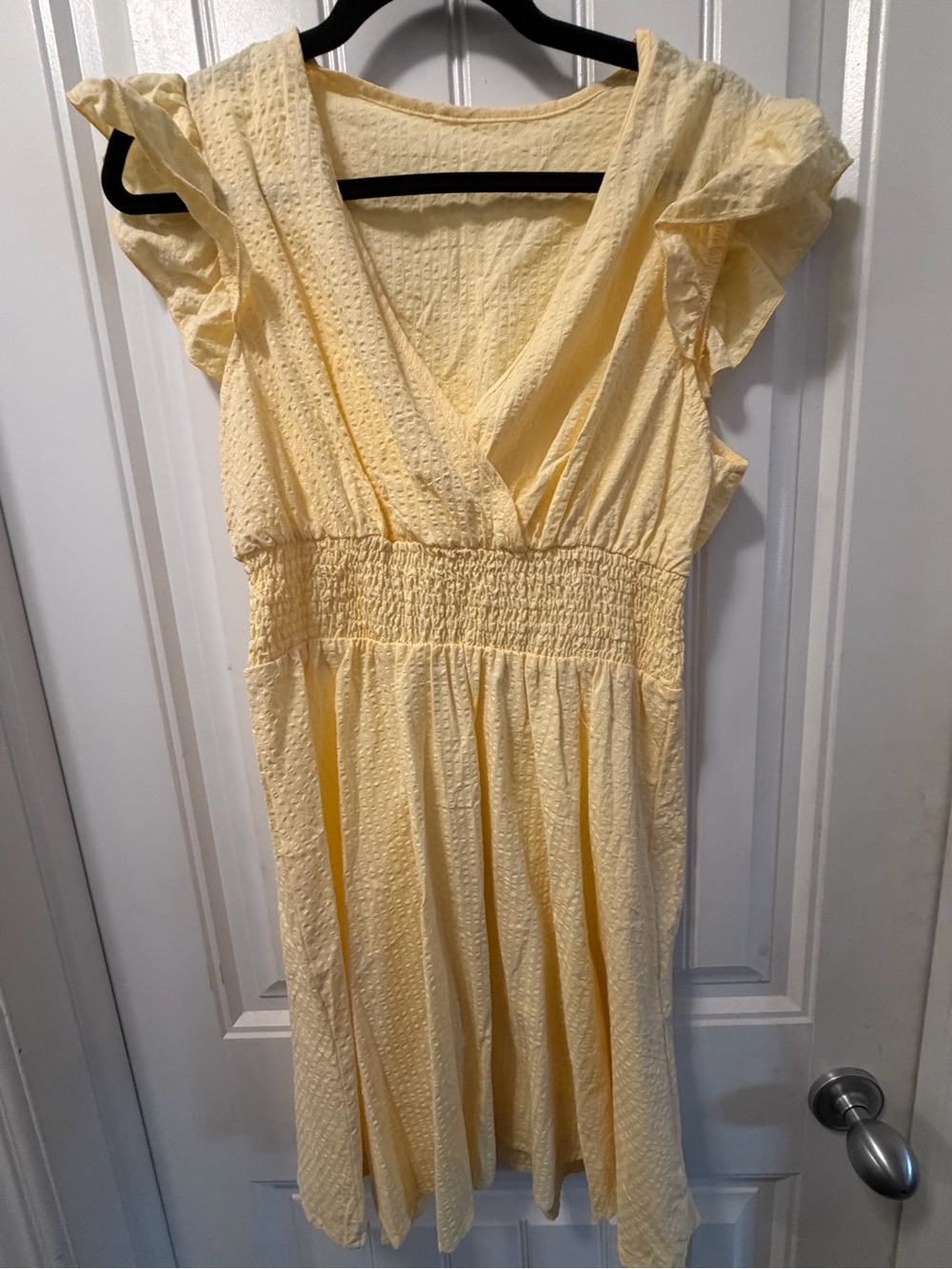 Yellow Women’s Ruffle Sleeve Smocked Waist Dress